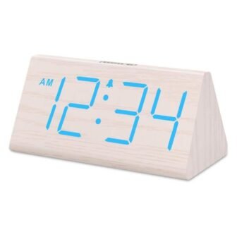 Wooden Digital Alarm Clocks with Large Numbers, Dimmer, Snooze and DST, 12/24H 4