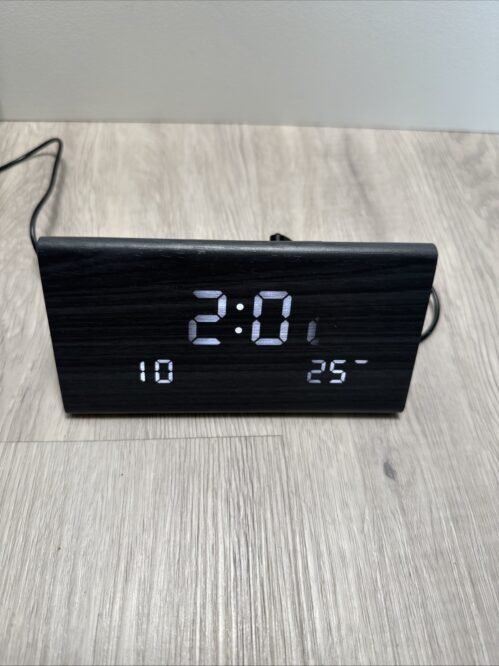 Wooden Digital Alarm Clock w/ Vibrator Bed Shaker for Heavy Sleeper