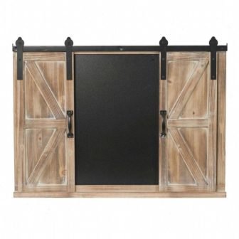 Wooden Erasable Wall-Mounted Blackboard with Barn Door Can Be Closed And Photos...