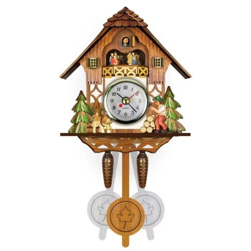 Wooden Hanging Wall Clock Bird Alarm Clock Cuckoo Clocks for Home Kid'S Room Dec