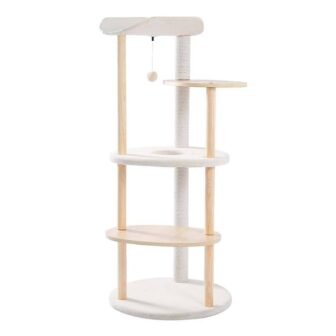 Wooden Multi-level Cat Tower Curious Hole with Scratching Posts