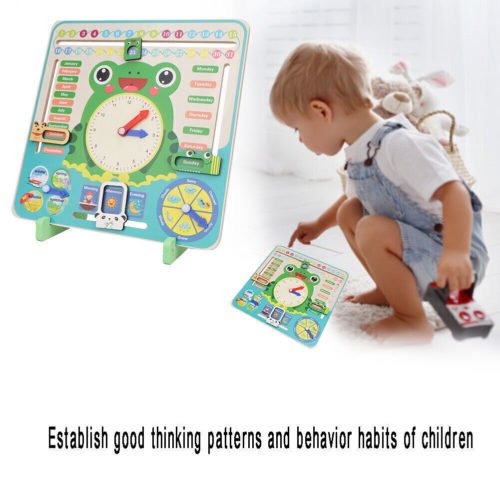 Wooden Multifunctional Calendar Clock Seasons Time Cognition