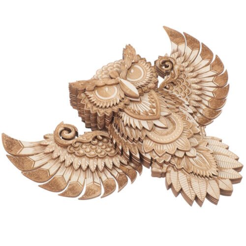 Wooden Owl Carved Pendant Rustic Wall Decor Forest Animal Art