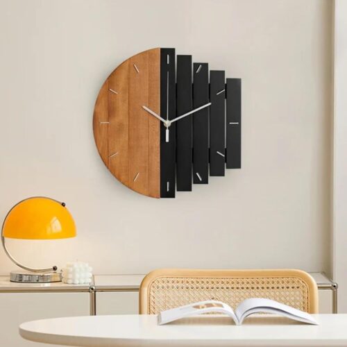 Wooden Wall Clock Minimalist Wall Decoration, no tick Art Clock 11.8 inches