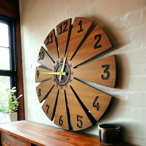 Wooden Walnut Wall Clock Decorative Design Modern Wall Clock with Silent Mechani