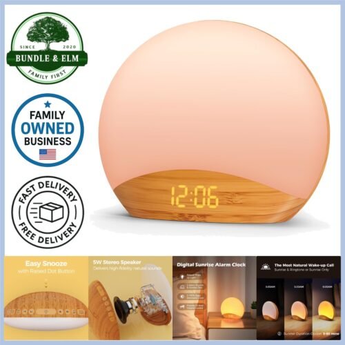 Wood Grain Sunrise Alarm Clock Sound Machine Nightlight Dimmable Sleep