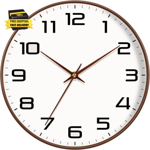 Woodgrain Wall Clock–Silent Non-Ticking Wall Clocks Battery Operated 8 Inch, Lar