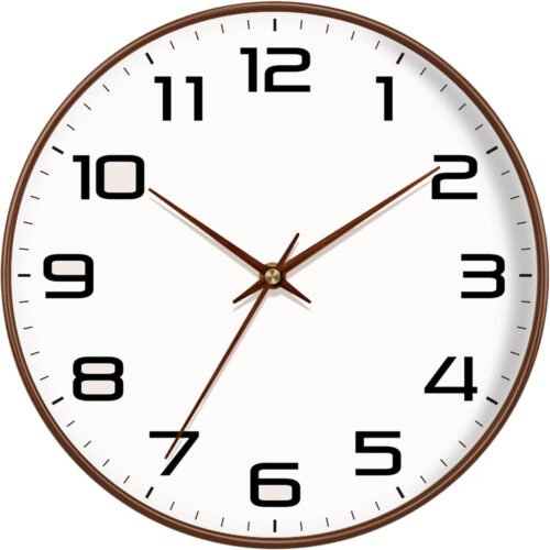 Woodgrain Wall Clock–Silent Non-Ticking Wall Clocks Battery Operated 8 Inch, Lar