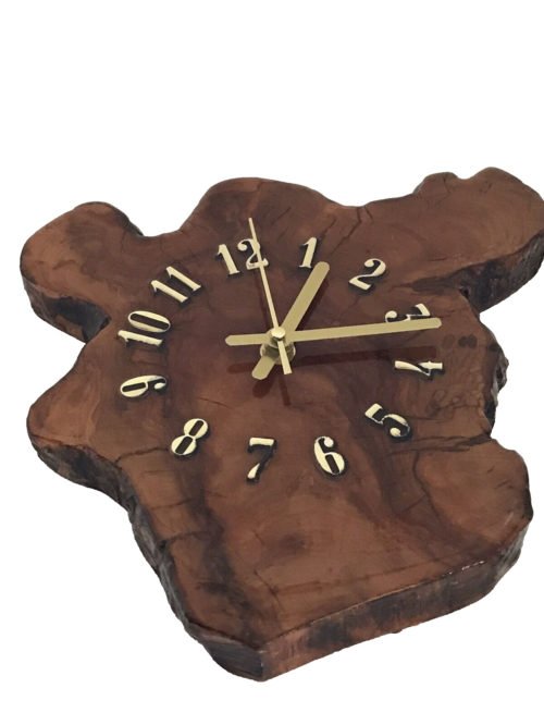 Wood Wall Clock MCM Slab Lacquered Tree Stump