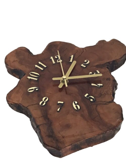 Wood Wall Clock MCM Slab Lacquered Tree Stump