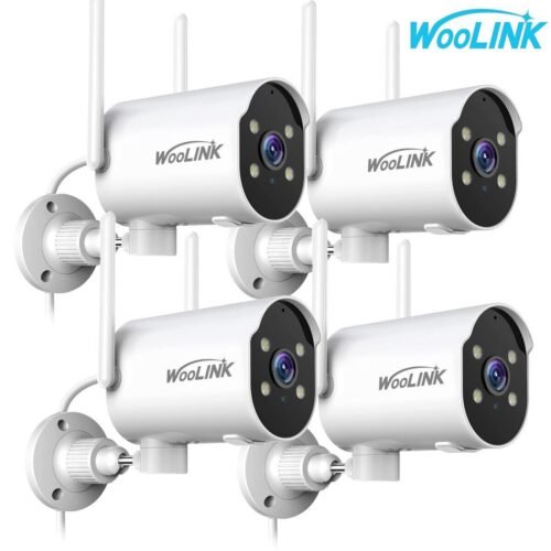 WOOLINK 4Pack 2K Security Camera Outdoor WiFi Security Cameras Pan Rotating 225°