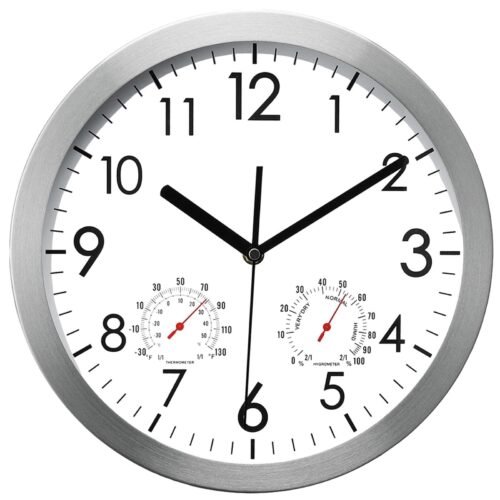 WOOPHEN 12 Inch Silent Non Ticking Wall Clock Sweep Movement Silver Aluminum ...