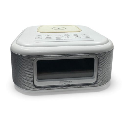 Working - White iHome iBTW23 Bluetooth Alarm Clock w/ Wireless Charger - Used