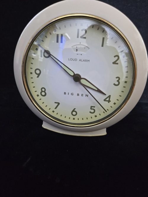 WORKS Vintage Westclox Loud Alarm Clock Cream Big Ben Glow Dark Hand Metal TICKS
