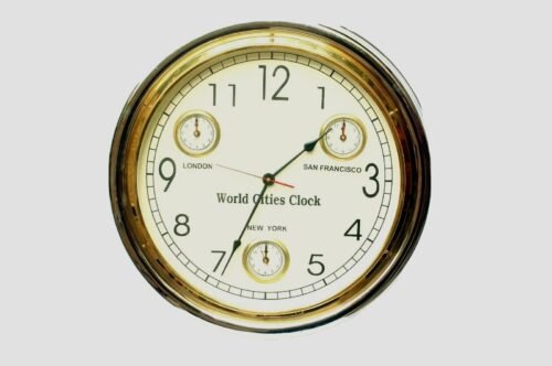 WORLD CITIES Antique Hanging Wall Clocks Home Décor Indoor Outdoor Living Room