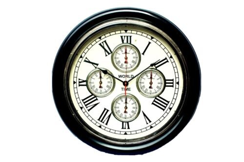 WORLD TIME Antique Hanging Wall Clocks for Home Décor Indoor Outdoor Living Room