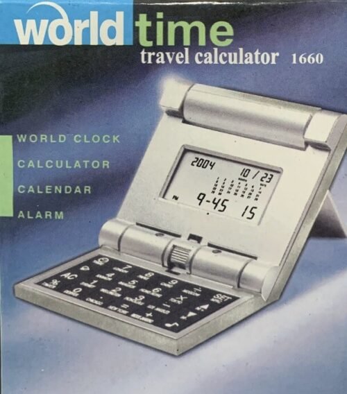 WORLD TIME TRAVEL CALCULATOR CLOCK CALENDAR FOLDING CASE 2 PCs
