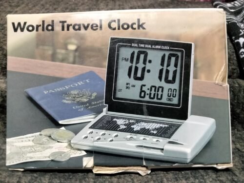 World Time Travel Calender Alarm Folding Clock NIB