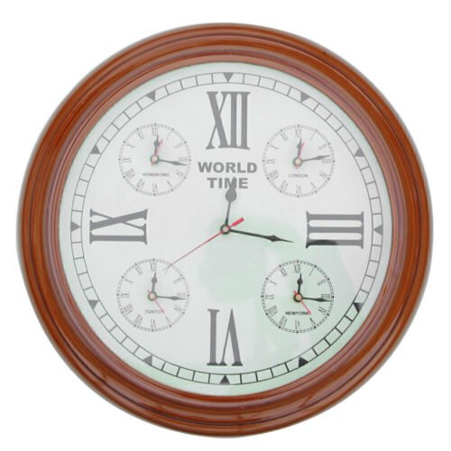 World Time Zone Clock London Hong Kong New York Tokyo 15"x15" Wall Mounted