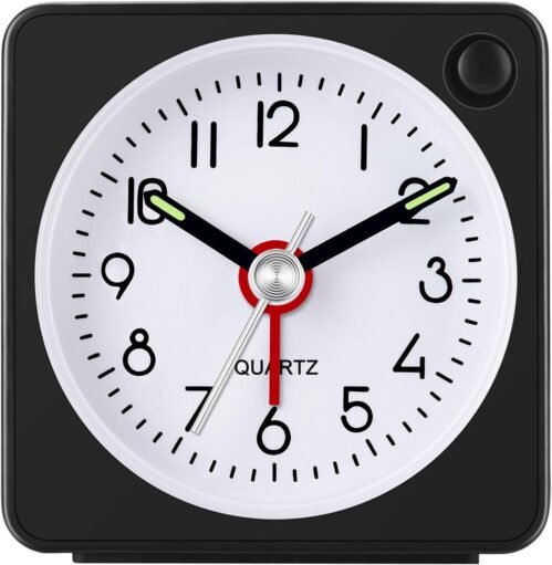 W OUTWIT Travel Analog Alarm Clock, 2.25 inch, Ultra Small Clock with Snooze ...