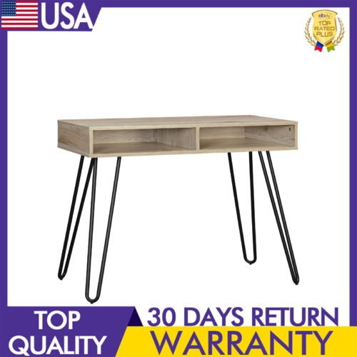 Writing Desk Multiple Finishes Open Compartment Large Surface Home Office Beige