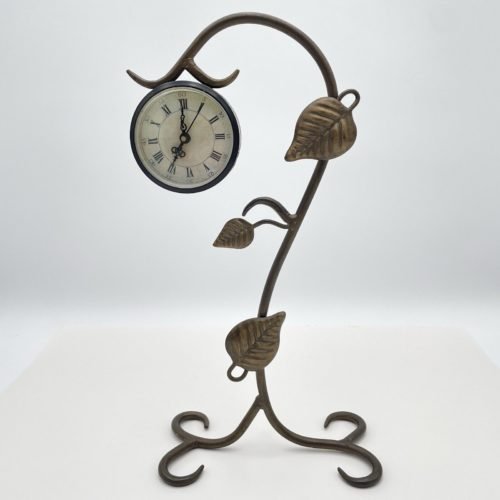 Wrought Iron Mantle/Desk Clock Roman Numerals 14"H x 7"W x 4"D Tested Works!