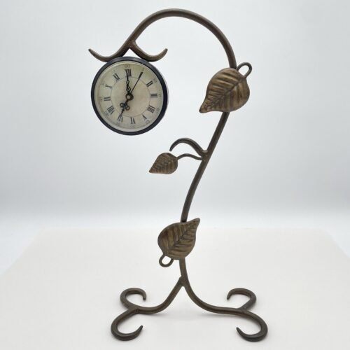Wrought Iron Mantle/Desk Clock Roman Numerals 14"H x 7"W x 4"D Tested Works!