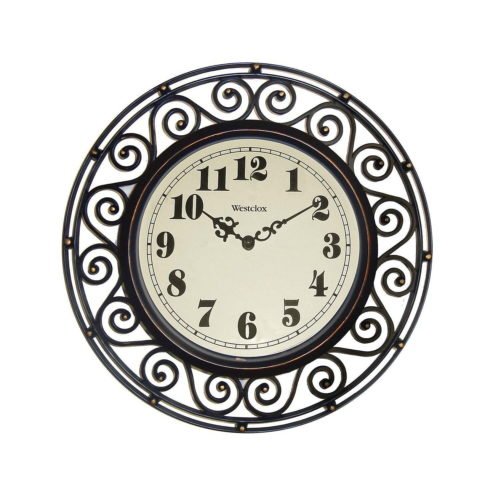 Wrought Iron Style Bronze Analog Quartz Accuracy 12"In. Round Wall Clock