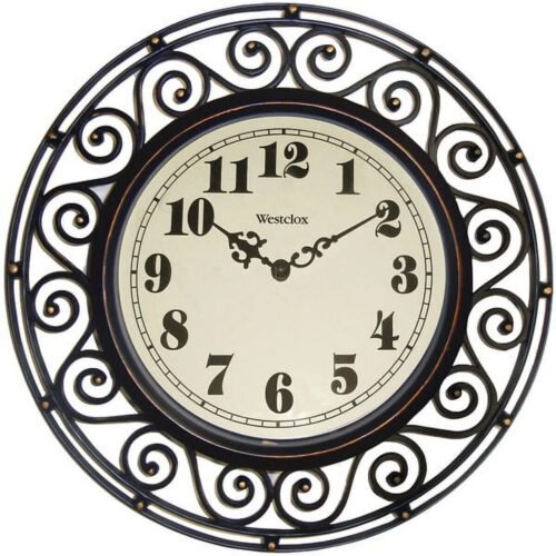 Wrought Iron Style Bronze Analog Quartz Accuracy 12" Round Wall Clock