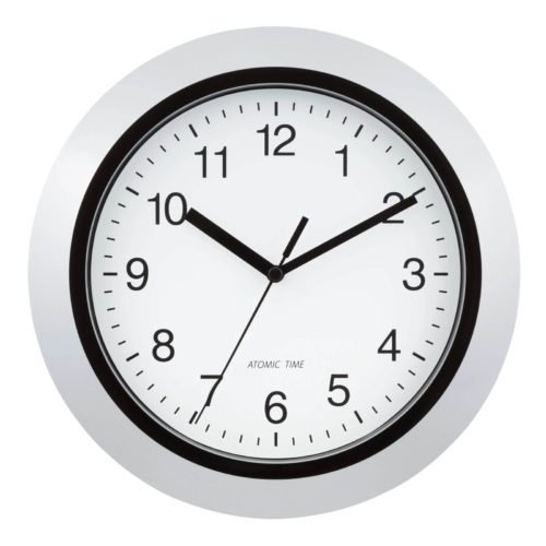 WT-3102S 10 inch Silver Atomic Analog Wall Clock