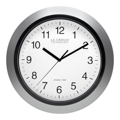 WT-3129S La Crosse Technology 12" Atomic Analog Wall Clock - Silver Open Box