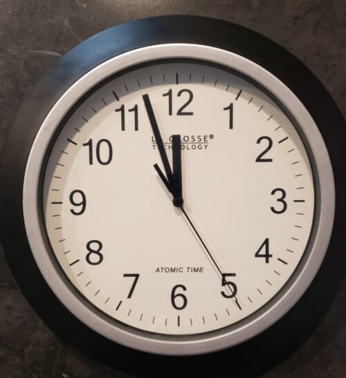 WT-3129x1 La Crosse Technology Atomic Wall Clock Black and Silver 12 " diameter