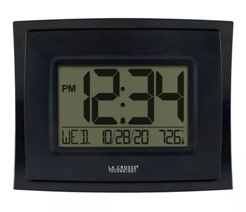 WT-8002U-B-INT Digital Black Clock with Indoor Temperature