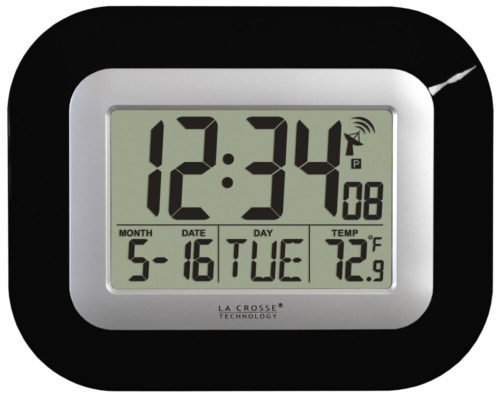 WT-8005U-B La Crosse Technology Atomic Digital Wall Clock Indoor Temp- Open Box