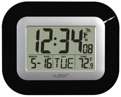 WT-8005U-B La Crosse Technology Atomic Digital Wall Clock Indoor Temp- Open Box
