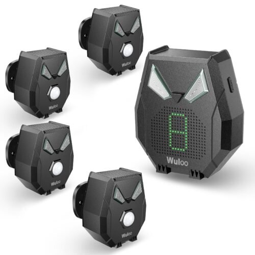 Wuloo 1800ft Solar Powered Wireless Driveway Alarms Outdoor Motion Sensors Alarm