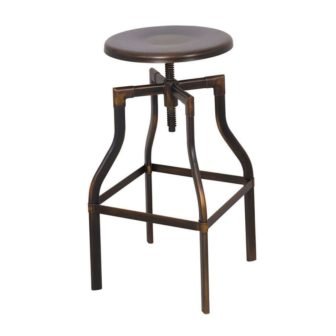 Xena 30 in.Antique Copper Backless Metal Bar Height Bar Stool with Wood...