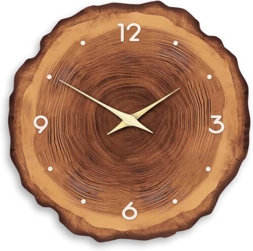 XNM Wood (MDF) Wall Clock for Living Room Decor Rustic Farmhouse Silent 14 Inch