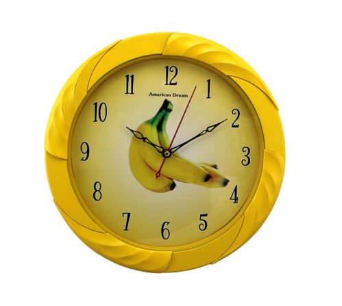 Yellow Quartz Non-Ticking Kitchen Wall Clock 13.5 Inch Large Banana Design