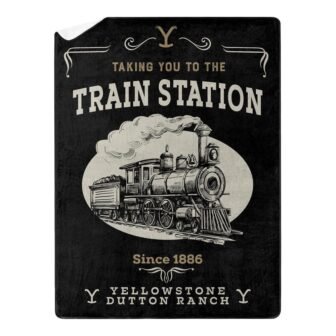 Yellowstone Train Station Silk Touch Sherpa Throw