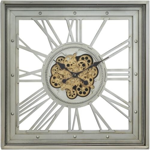 Yosemite Home Silver & Gold 32"x32" Square Clock with Open Moving Gears