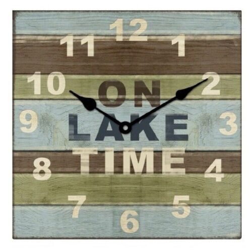 young's square wood lake house clock, 13-inch “On Lake Time”