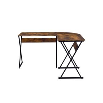 Zafiri 50 in. Rustic Oak and Black Writing Desk