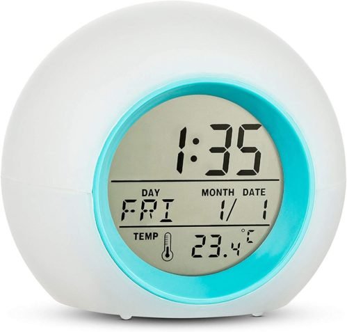 ZALIK Alarm Clock Wake Up Easy Setting Digital Clock for Boys Girls, 7 Colors Ch