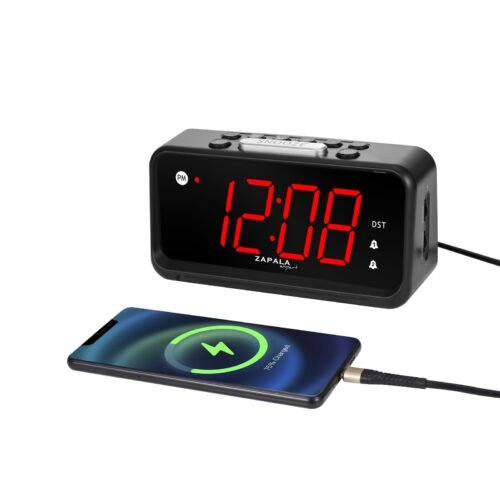 ZAPALA expert Alarm Clock for Bedroom 2 Alarms Loud LED Big Display Plug in S...