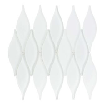 Zeille Ice White 9 in. x 11 in. Unique Shape Glossy Smooth...