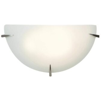 Zenon 1 Light Brushed Steel Sconce with Opal Glass Shade