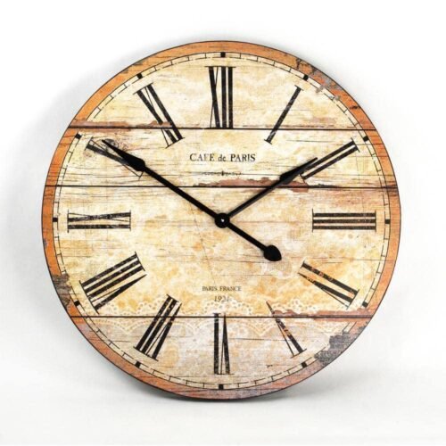 Zentique Analog Wall Clocks 32" Round Antique Roman Numeral Quartz Wood Brown