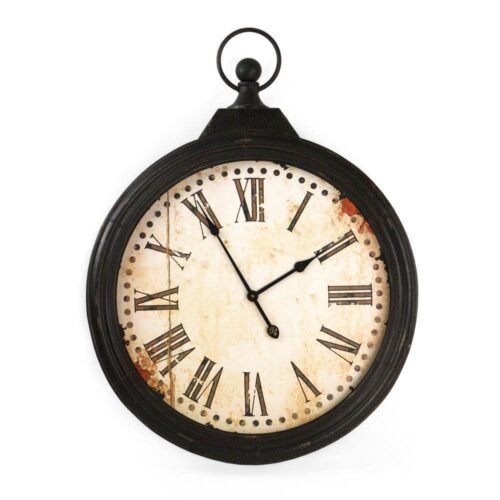 Zentique Wall Clocks 32"Hx27"Wx3"D Classic Round Metal Quartz 13-Lb In Black