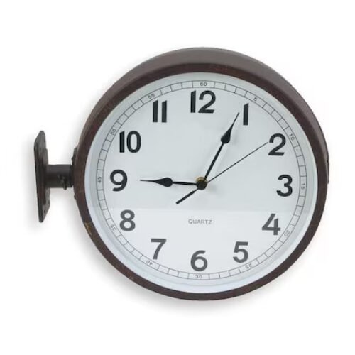 Zoro Select 2Chy5 11-5/8" Analog Quartz Double Sided Wall Clock, Black